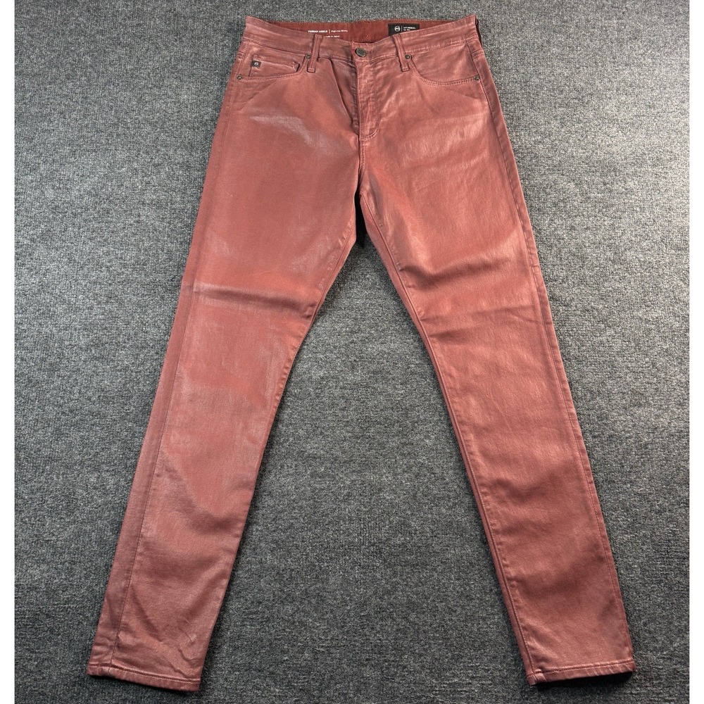 AG Adriano Goldschmied The Farrah Skinny High Rise Ankle Red Size 40R